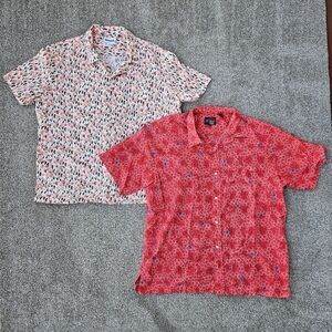 LOT ONO Shirt & Abound Hawaiian Shirts Tropical Red White Blue Button Up Mens XL